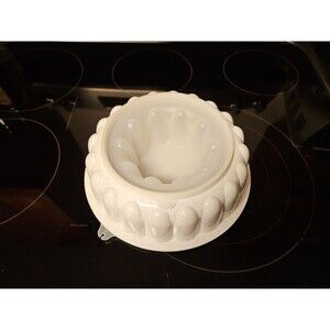 Vintage Tupperware White & Blue Speckled 1202-6 Jel-Ring Mold 3 Piece Set